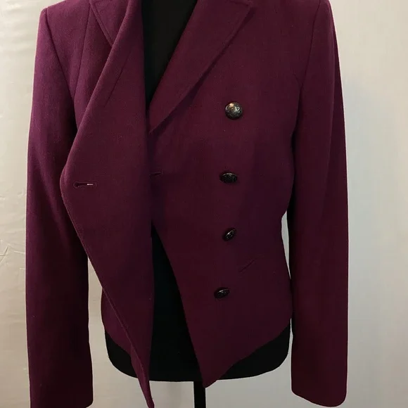 SOLD! Banana Republic Double Breasted Plum Wool Blend Military Jacket - Picture 7 of 13